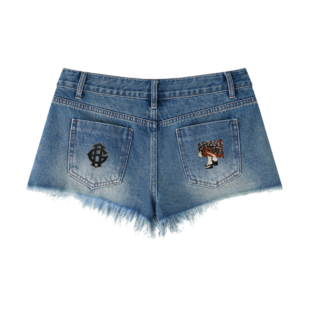 Women's Vintage Wash Raw Hem Denim Shorts