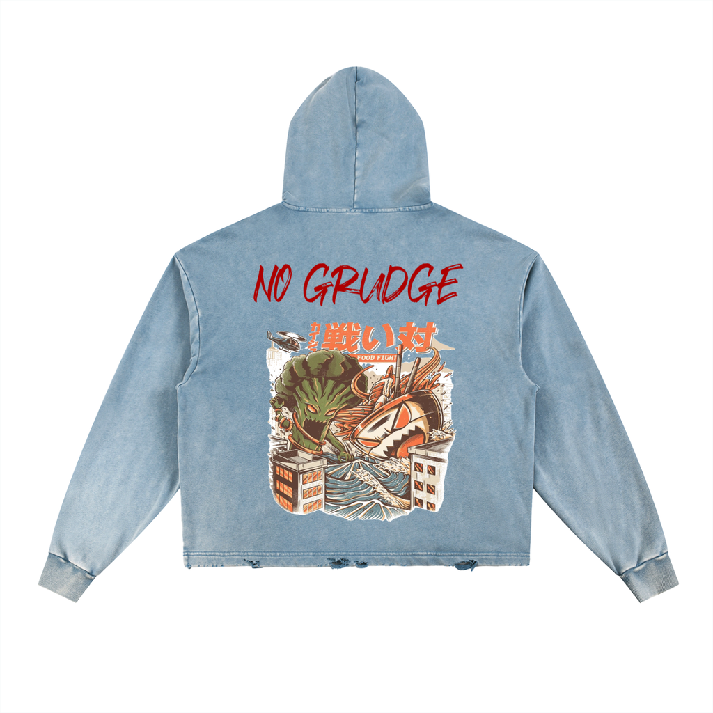 Vintage Washed Frayed-Hem Hoodie