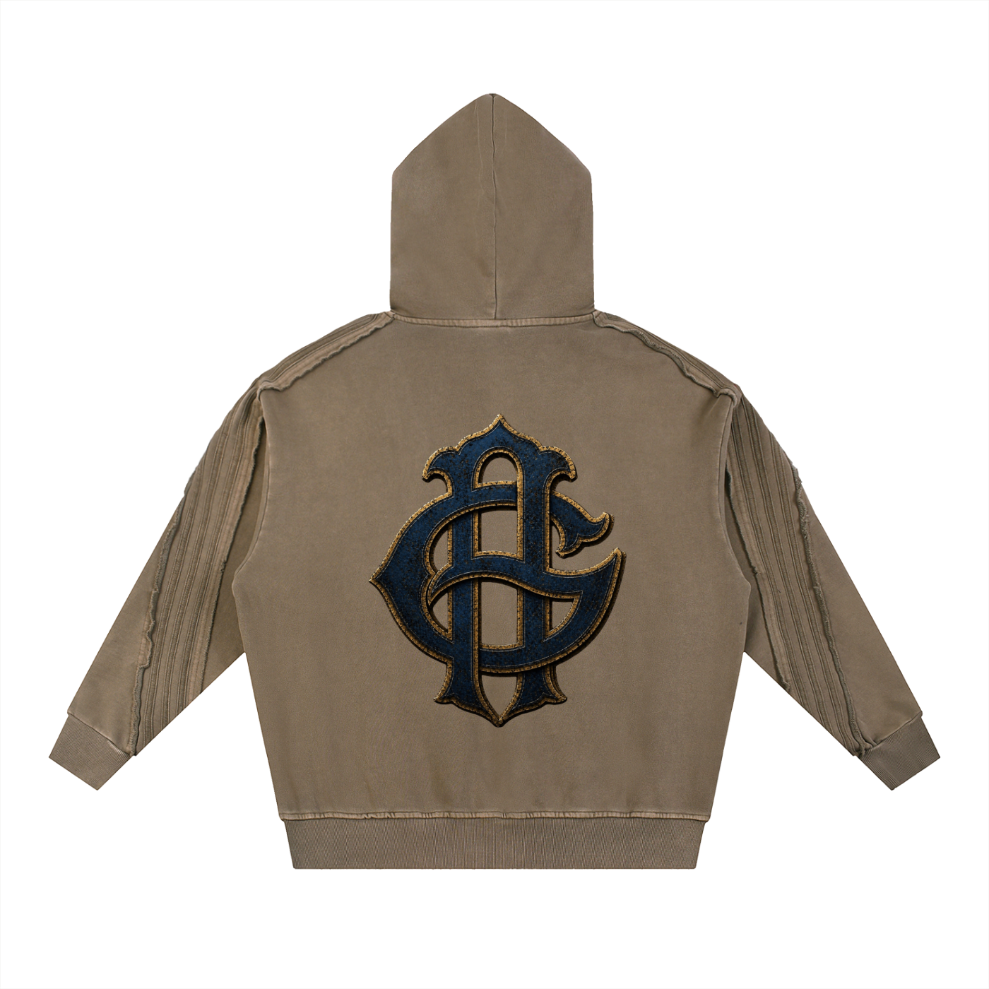 Snow Washed Tape Raw Edge Hoodie