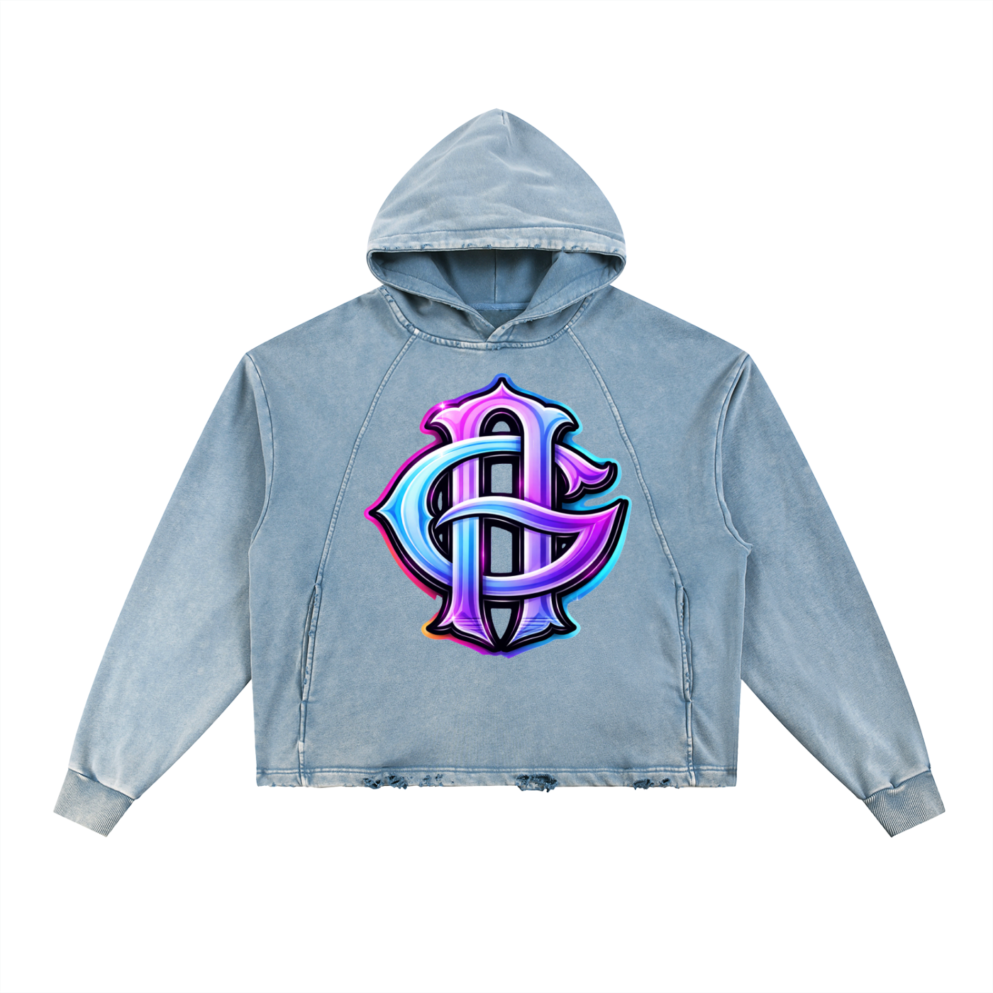 Vintage Washed Frayed-Hem Hoodie