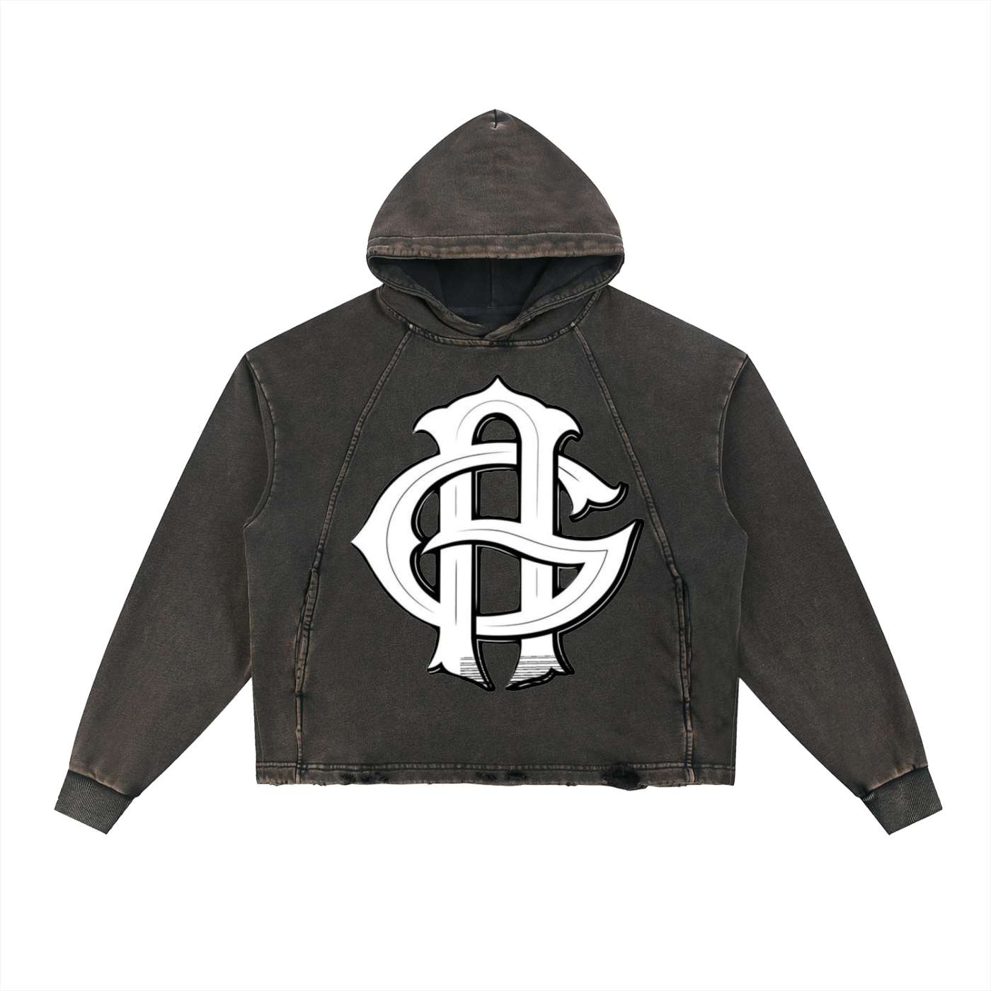 Vintage Washed Frayed-Hem Hoodie