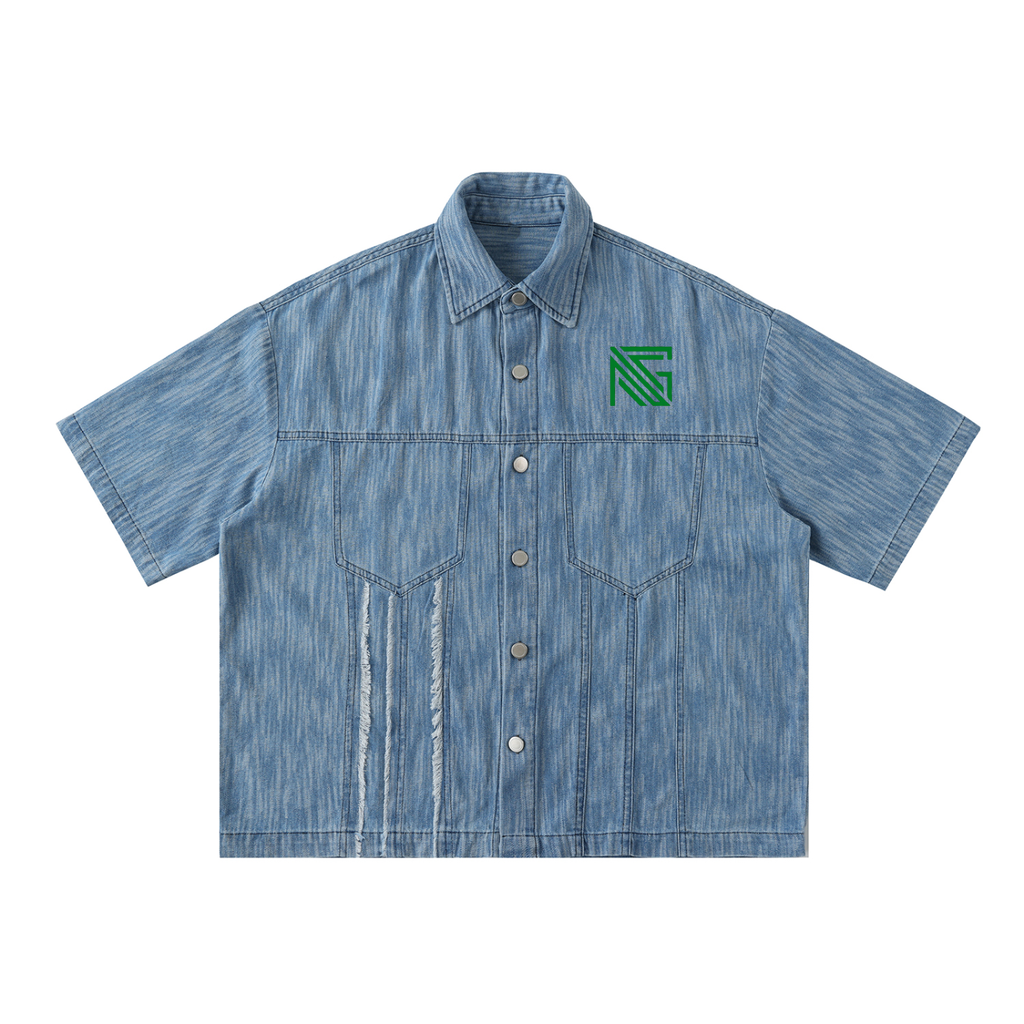 Distressed Wash Short-Sleeve Shirt