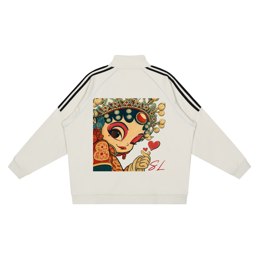 Reflection Striped Raglan Sleeve  Jacket