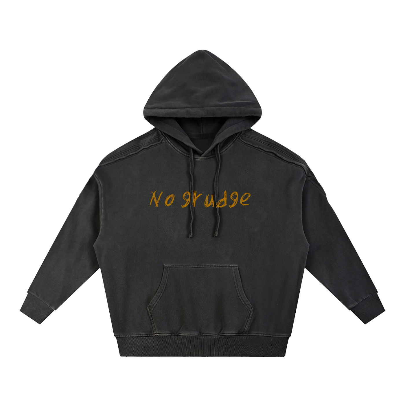 Snow Washed Tape Raw Edge Hoodie