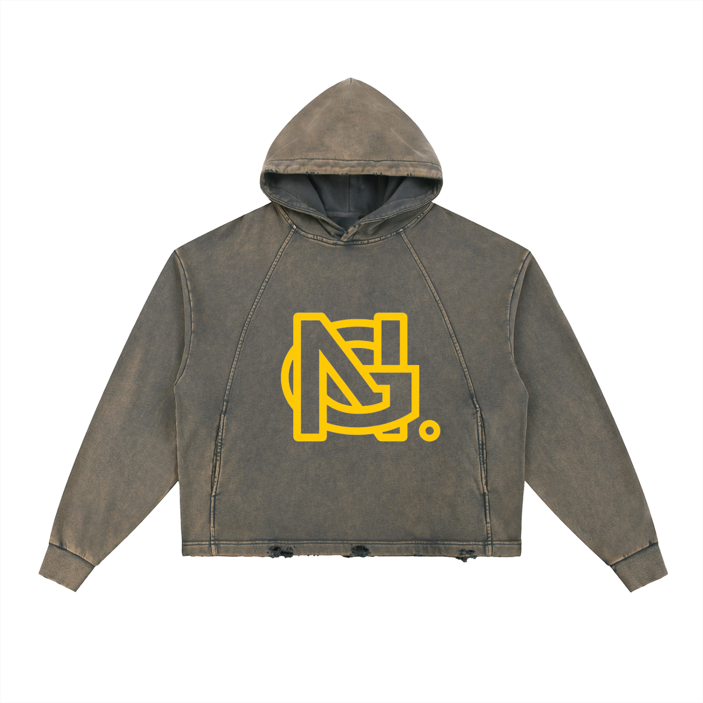 Vintage Washed Frayed-Hem Hoodie