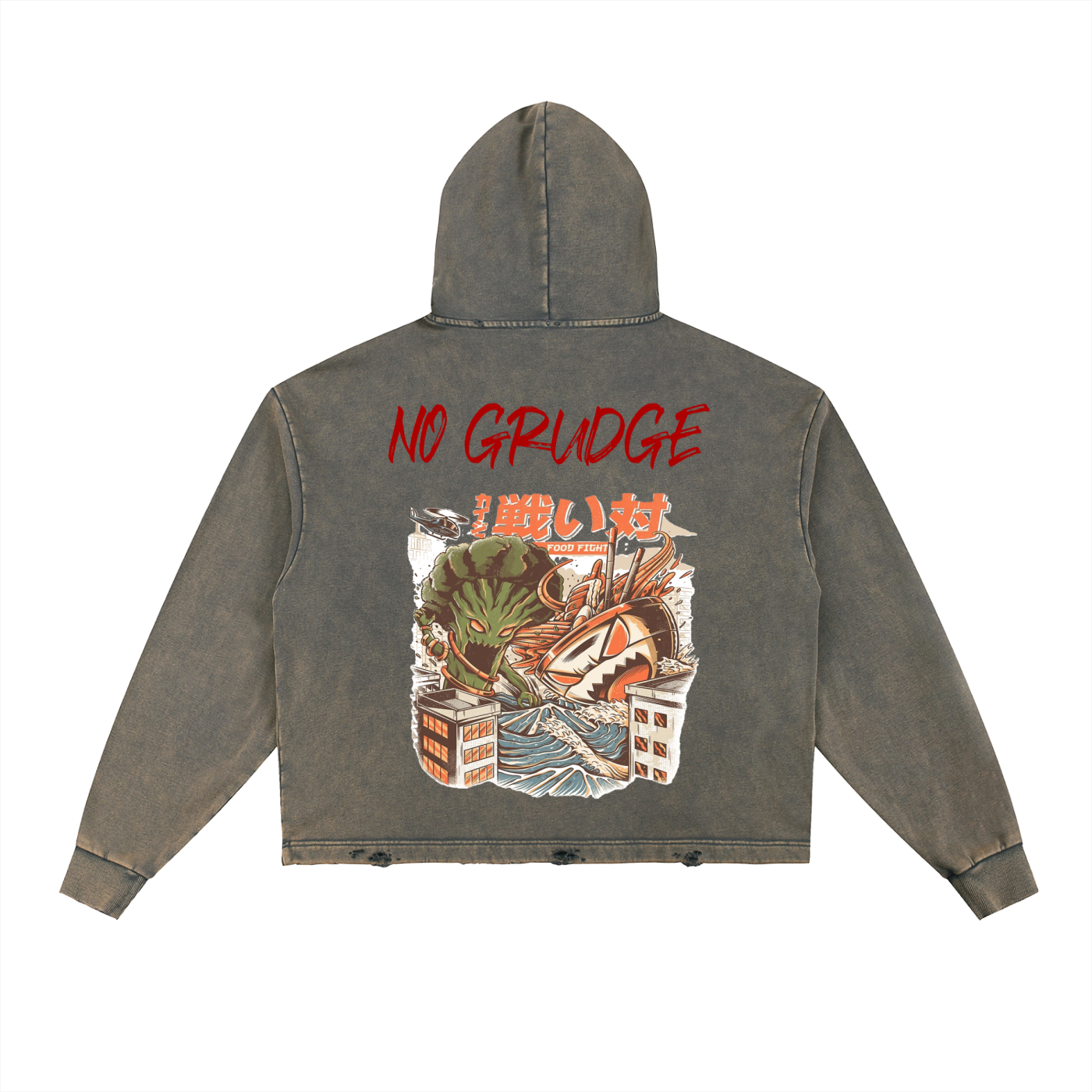 Vintage Washed Frayed-Hem Hoodie