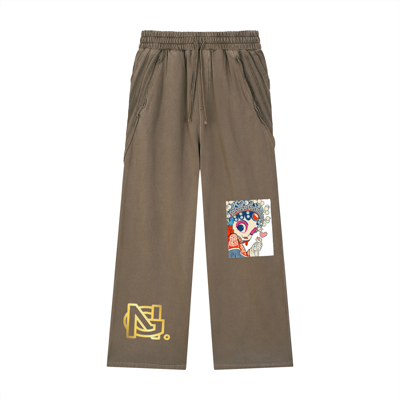 Snow Washed Tape Raw Edge Sweatpants