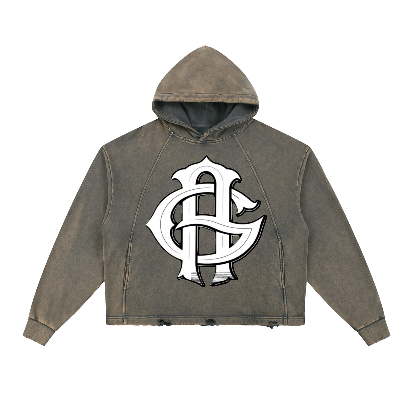 Vintage Washed Frayed-Hem Hoodie