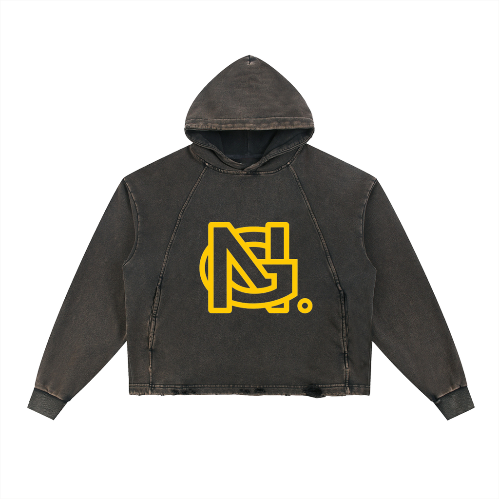 Vintage Washed Frayed-Hem Hoodie