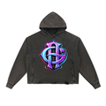 Vintage Washed Frayed-Hem Hoodie