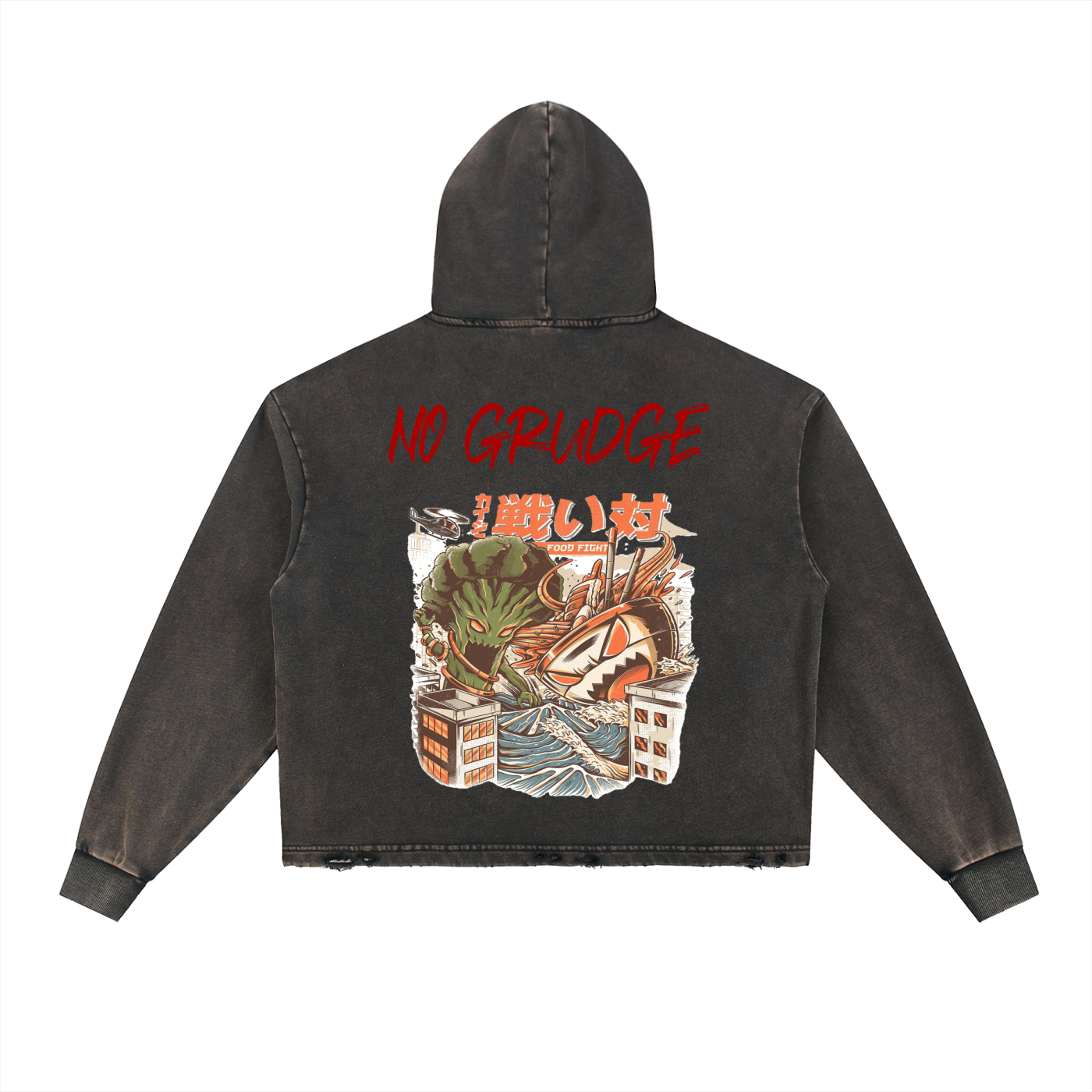 Vintage Washed Frayed-Hem Hoodie