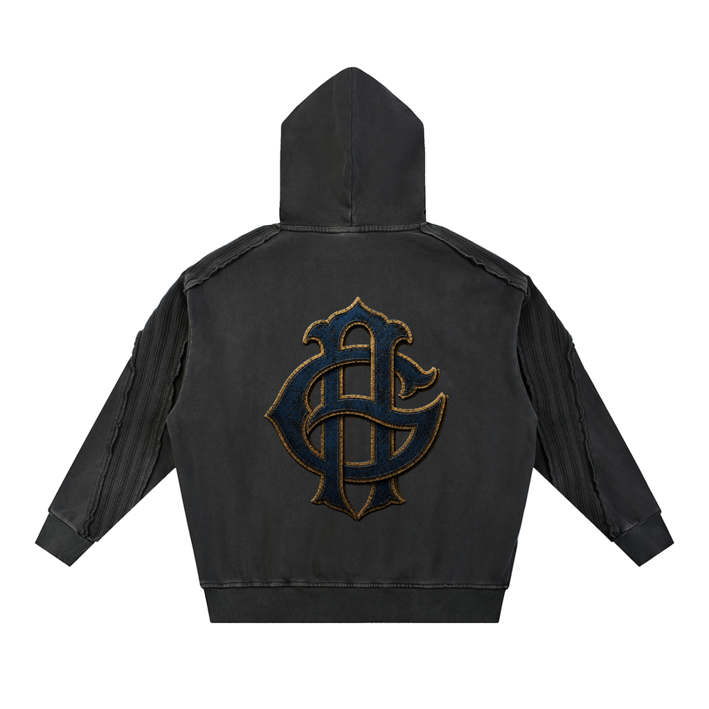Snow Washed Tape Raw Edge Hoodie