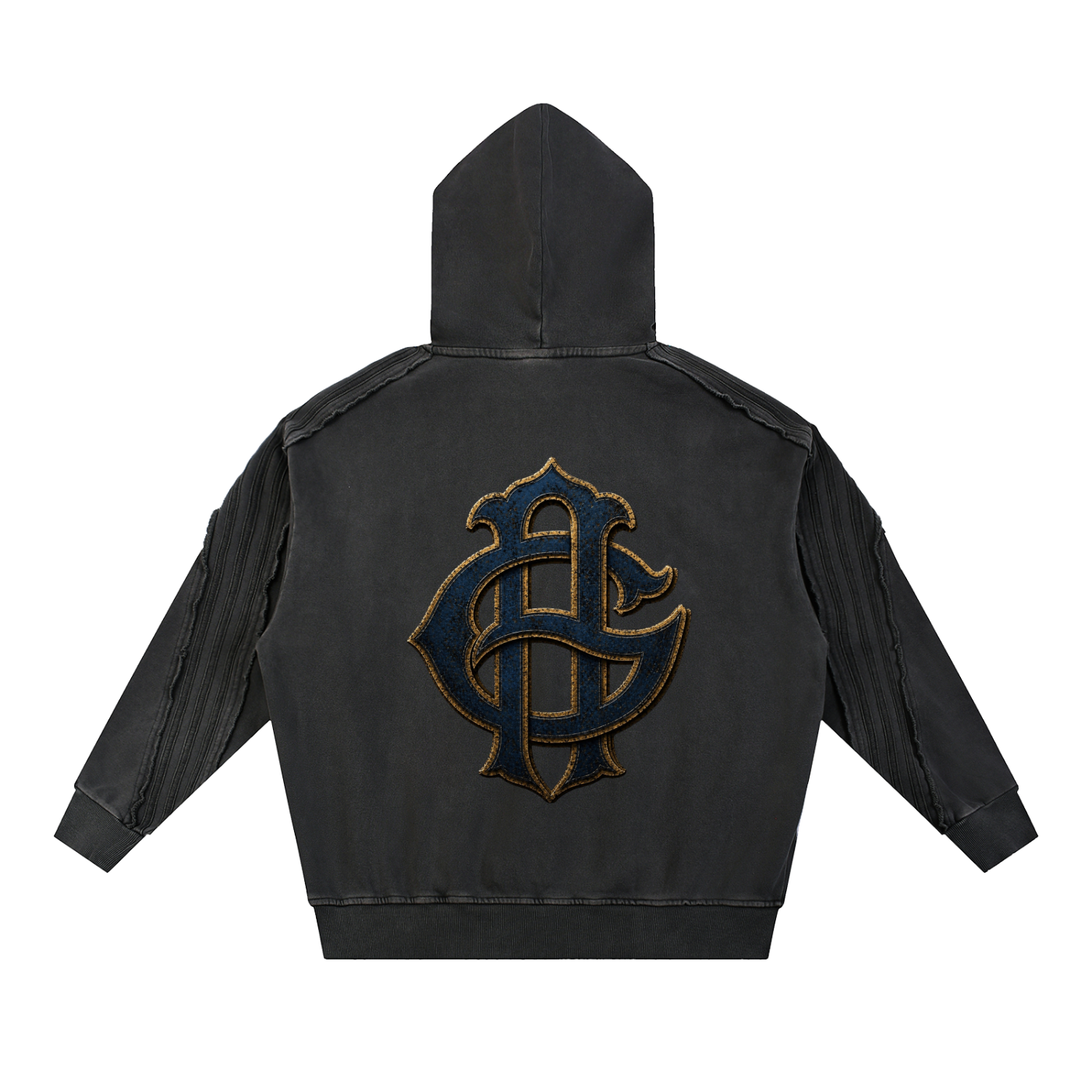 Snow Washed Tape Raw Edge Hoodie