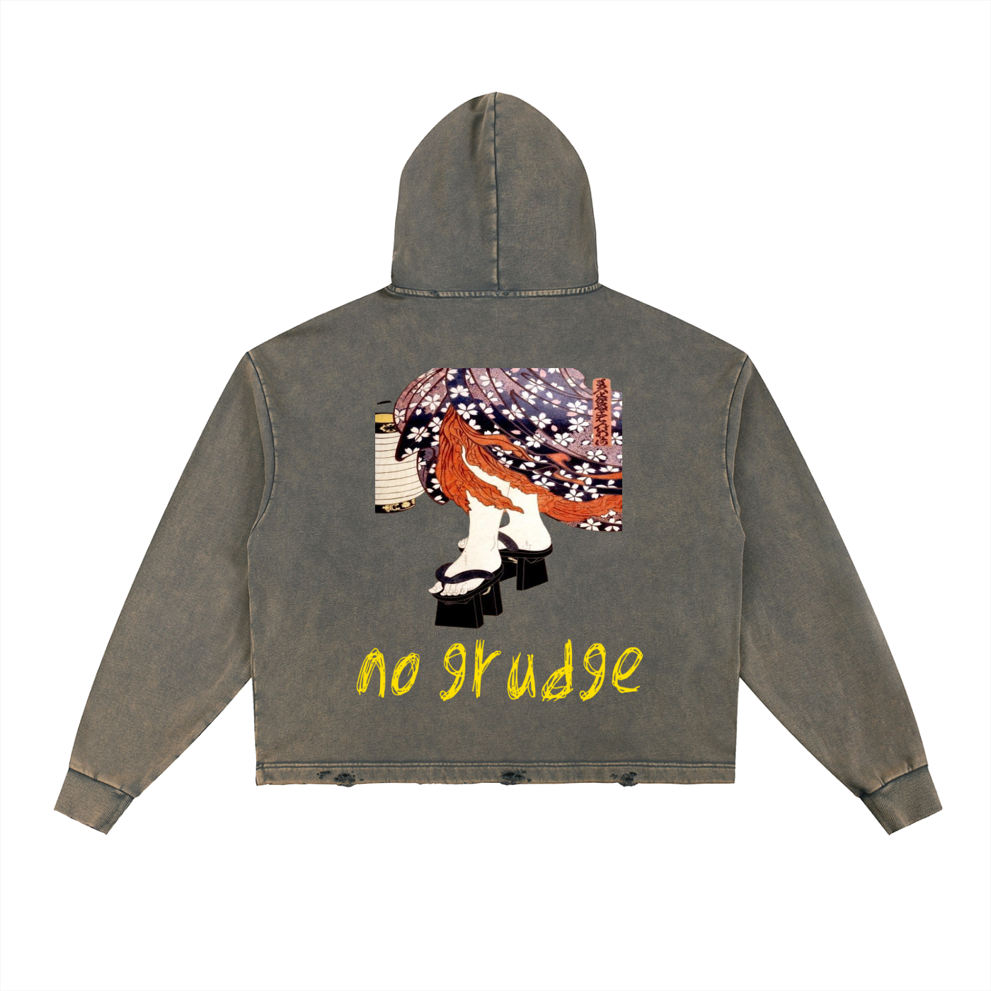 Vintage Washed Frayed-Hem Hoodie