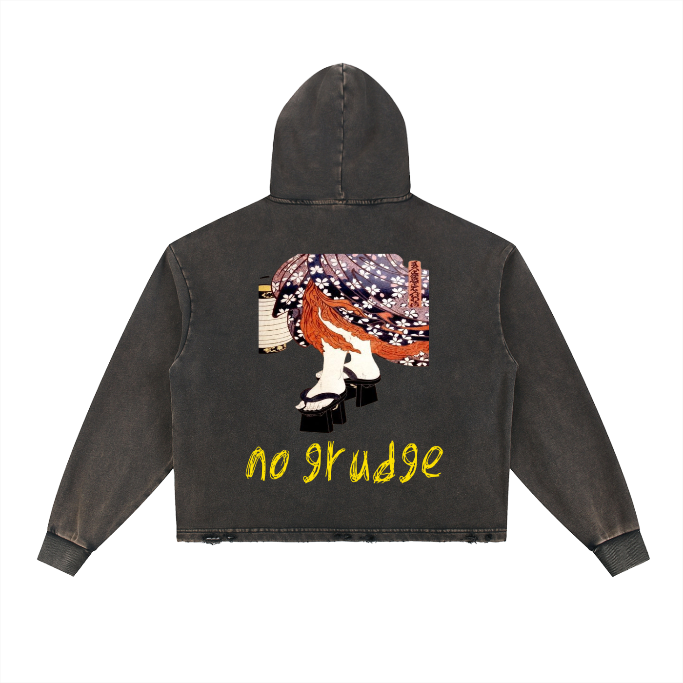 Vintage Washed Frayed-Hem Hoodie